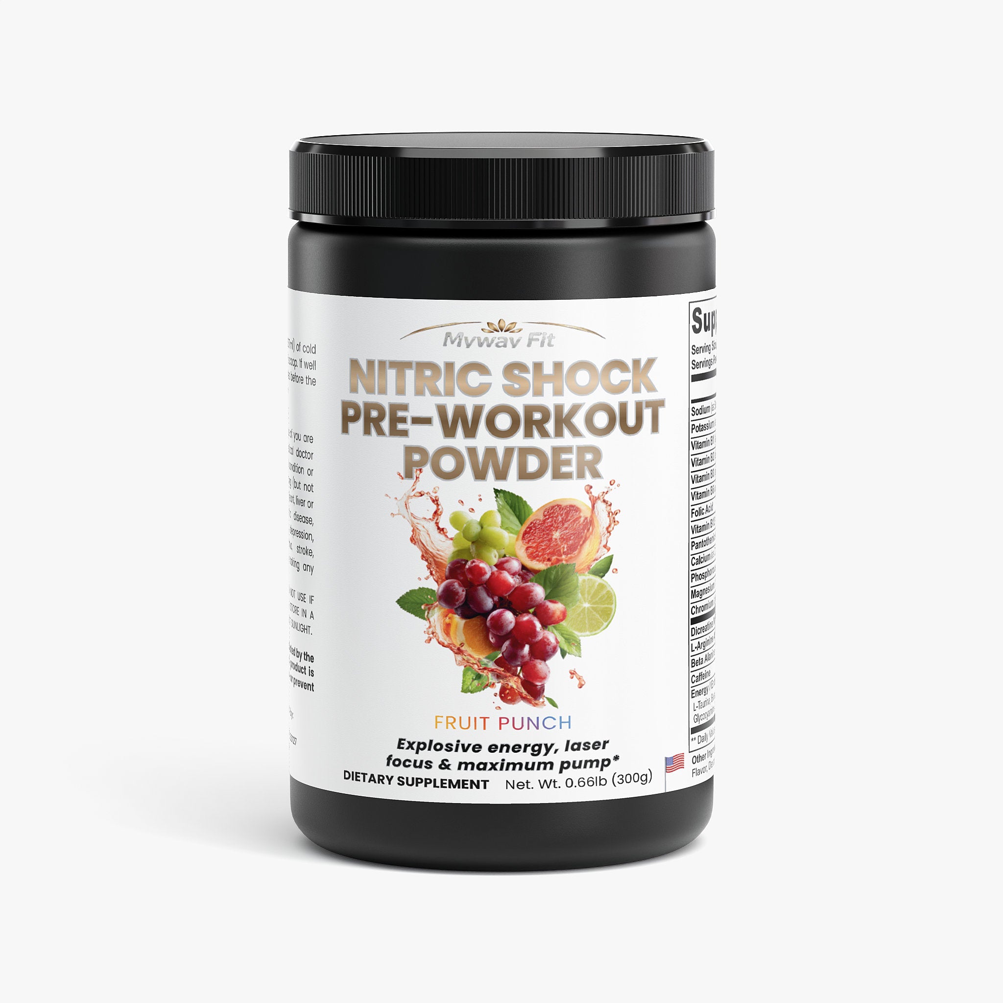 Pre-Workout Powder - Nitric Shock - Energy & Pump Formula (Fruit Punch)