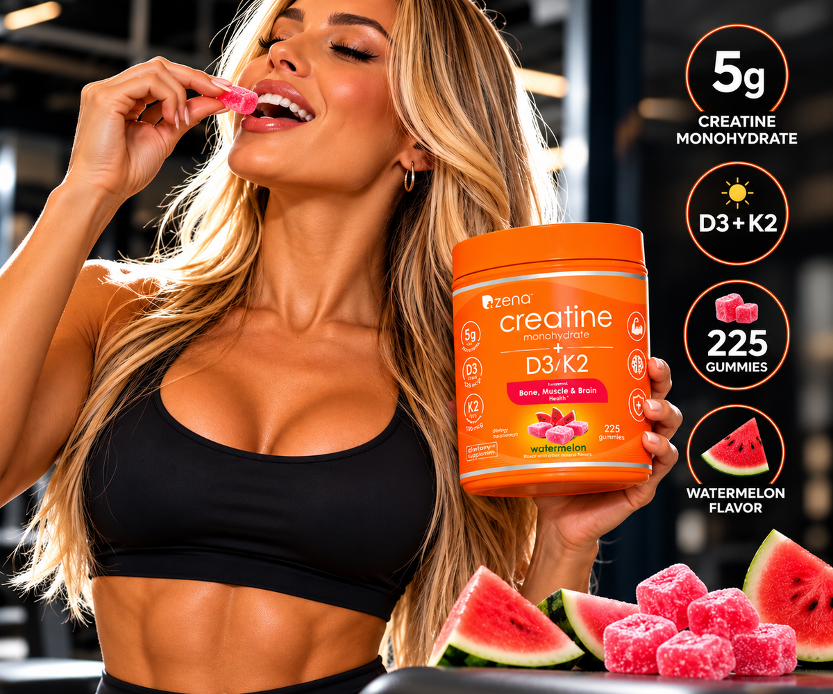 Zena Creatine Gummies + D3 + K2 Watermelon 225 Gummies